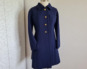 Size 38 Noble vintage coat dark blue 60s wool coat winter coat