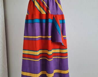80s vintage skirt colorful striped handmade