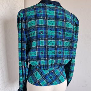pret a porter jacket SILK designer jacket checked blue/green high quality image 4