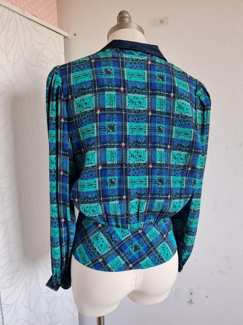 pret a porter jacket SILK designer jacket checked blue/green high quality image 4
