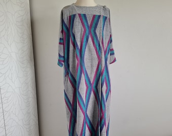 size 44 vintage dressing gown 80s geometric pattern
