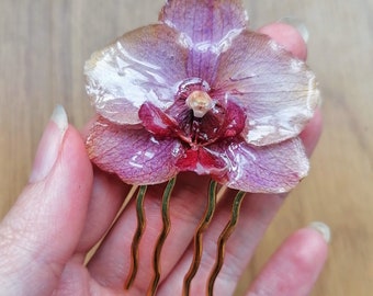 Real Flowers hair pins - Orchid hair pin - Small phalaneopsis orchid jewel