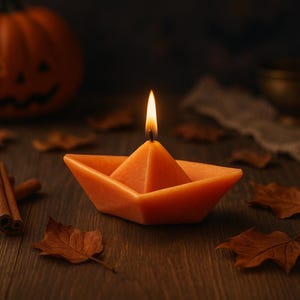 Autumn decoration, Halloween decoration, set of 3 floating boat candles, party gifts, souvenirs, table decoration, garden party, outdoor