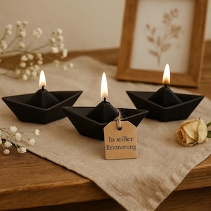 Mourning candle boat | Memorial candle black | Remembrance candle | Farewell | Funeral | Memorial candle | Symbol light | Set of 3