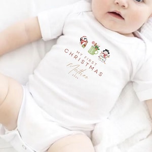 Personalized 1st Christmas Outfit, Romper, First Christmas Bodysuit, First Christmas, Baby Keepsake, Personalized with Name