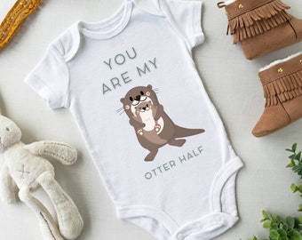 Baby bodysuit, pregnancy announcement, birth gift, baby body personalized, otter baby bodysuit, You are my otter half, birth gift