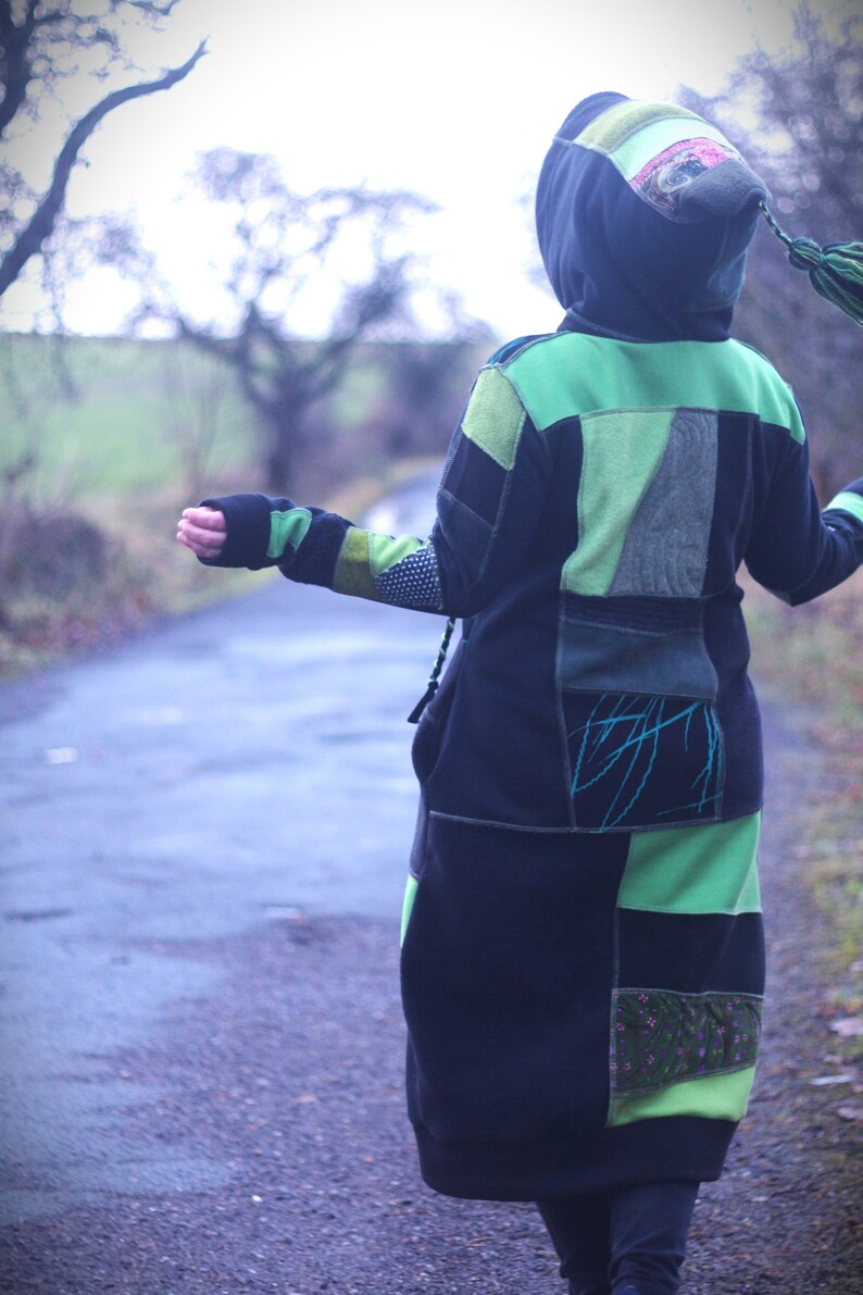 Grande veste patchwork à capuche Fairy Forest Festival fait main image 8