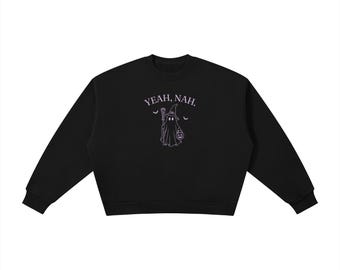 Tak, nie | Damski oversize'owy sweter z okrągłym dekoltem | Liliowy