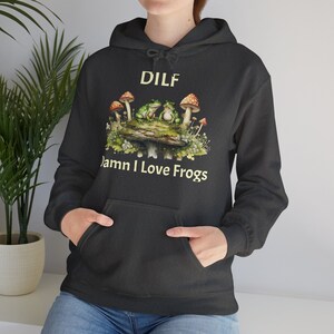 Lustiges DILF Frosch Unisex Kapuzen-Sweatshirt, Frosch-Liebhaber-Geschenk, humorvoller Hoodie, Papa-Witz-Sweatshirt, Tierliebhaber-Geschenk, netter Frosch-Hoodie