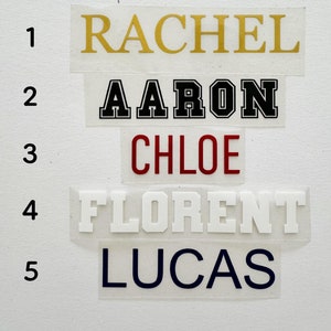 Patch thermocollant prénom style sport collège | Flocage personnalisé | prénom mot personnalisé pour vêtements, textiles - Iron on decal