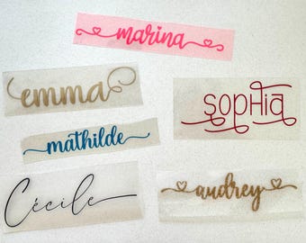 Personalized iron-on name patch – Heat transfer name – DIY textile transfer – Customizing clothing, tote bags – Iron-on patches