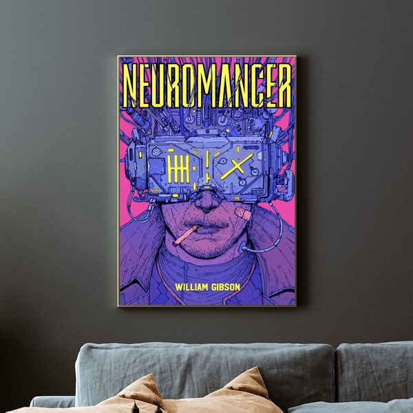 Neuromancer Book Cover Poster Neuromancer Novel Book Cover Neuromancer artwork wall decor Neuromancer Sci-Fi art Neuromancer art Neuromancer