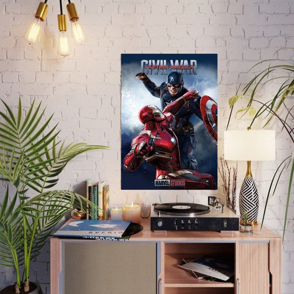 Captain America Civil War (2016) Marvel Superhero Movie poster Comic books Iron Man, Black Panther, Vision, Black Widow, War Machine, Falcon