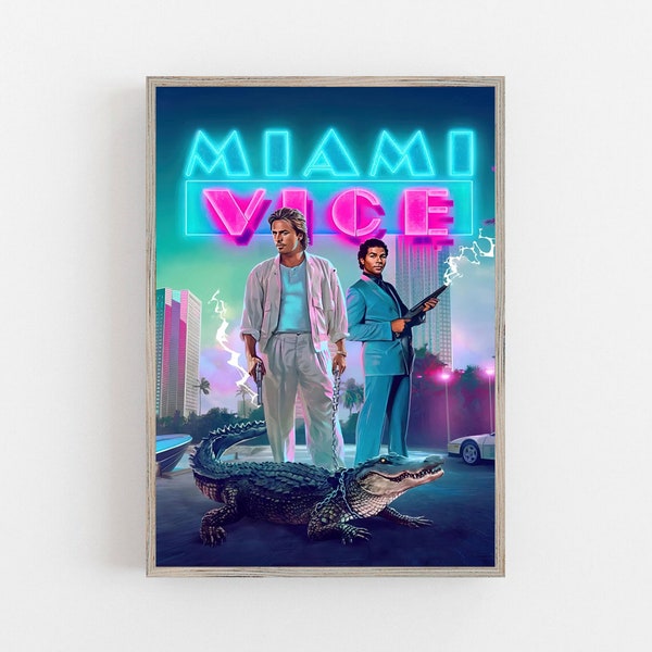 Miami Vice (1984) Cult 80's TV Series Poster Canvas Matte Silk A1 A2 A3 A4 A5 A6 11х17 18Х24 24Х36 Inches Miami Vice tv show Miami Vice art