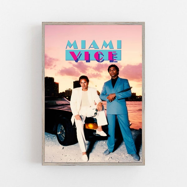 Miami Vice (1984) Cult 80's TV Series Poster Canvas Matte Silk A1 A2 A3 A4 A5 A6 11х17 18Х24 24Х36 Inches Miami Vice tv show Miami Vice art