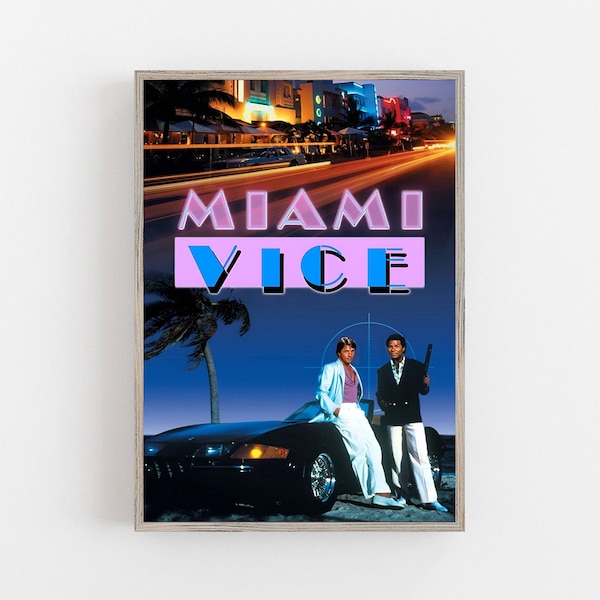Miami Vice (1984) Cult 80's TV Series Poster Canvas Matte Silk A1 A2 A3 A4 A5 A6 11х17 18Х24 24Х36 Inches Miami Vice tv show Miami Vice art