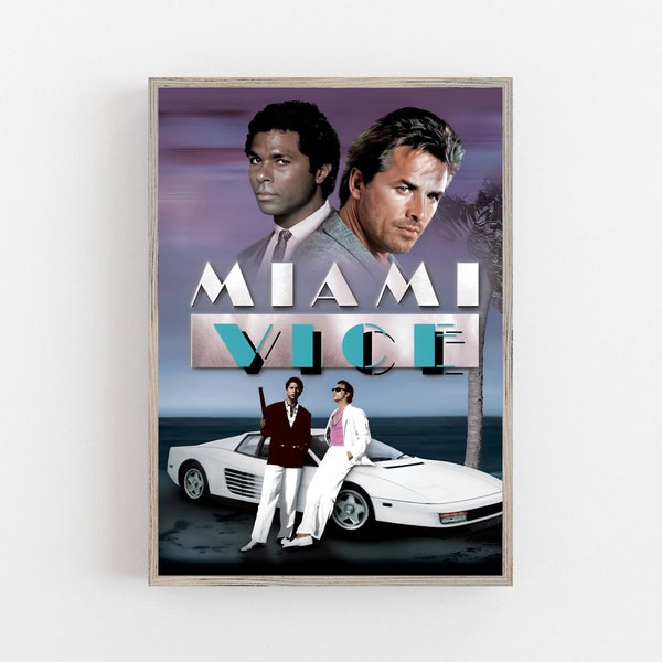 Miami Vice (1984) Cult 80's TV Series Poster Canvas Matte Silk A1 A2 A3 A4 A5 A6 11х17 18Х24 24Х36 Inches Miami Vice tv show Miami Vice art