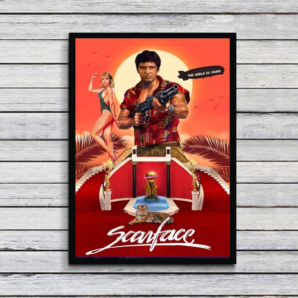 Scarface (1983) Classic Movie Artwork poster Canvas Matte Silk A1 A2 A3 A4 A5 A6 11х17 18Х24 24Х36 Inches Scarface movie poster Scarface art