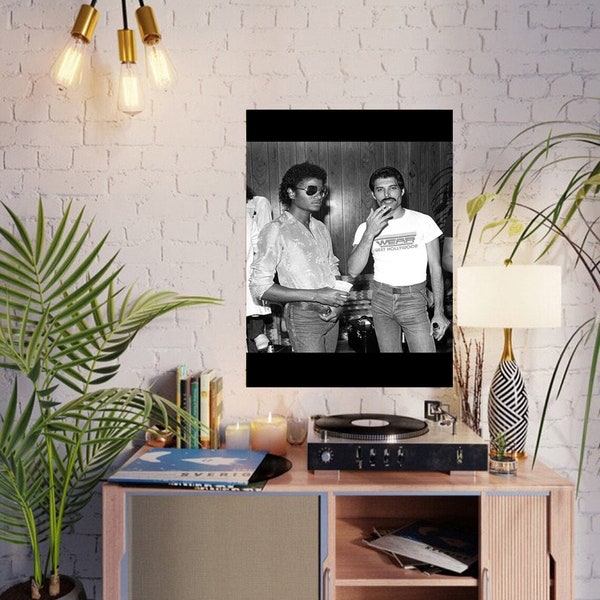 Michael Jackson and Freddie Mercury Legends of Pop and Rock Black and White photography poster Michael Jackson Freddie Mercury poster pic