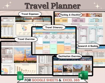 Ultimate Travel Planner: Google Sheets & Excel template with Travel itinerary, Checklist and Traveling Budget