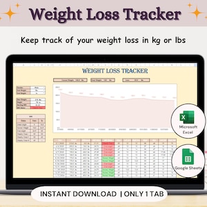 Gewichtsverliestracker Google Spreadsheets Gewichtsverliesplanner Excel Lichaamsmetinglogboek Gewichtsdagboek Weeggrafiek Gewichtsvoortgang Gewichtsgrafiek