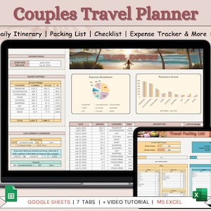 Couples Travel Planner: Google Sheets & Excel Vacation Organizer (Digital Download)