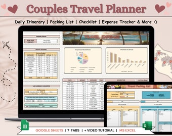 Couples Travel Planner: Google Sheets & Excel Vacation Organizer (Digital Download)