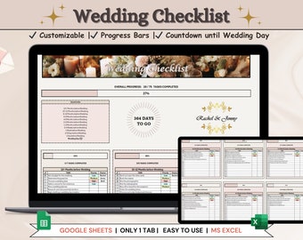 Editable Wedding Planner Checklist: Google Sheets & Excel (Digital Template)