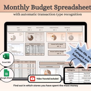 Monthly Budget Template: Google Sheets & Excel Planner (Digital Download)