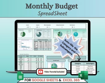 Budget Template: Autopopulating Finance Tracker for Google Sheets & Excel (Digital Download)
