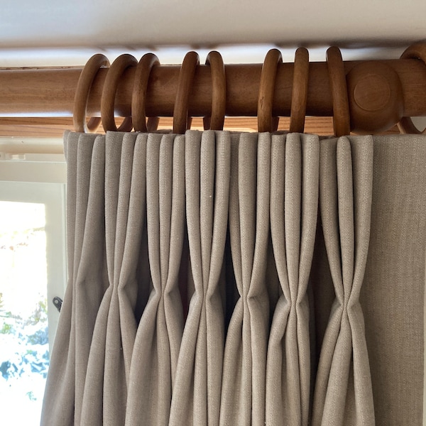 Triple pleated hand finished bespoke curtains.  Price is for a fabric sample