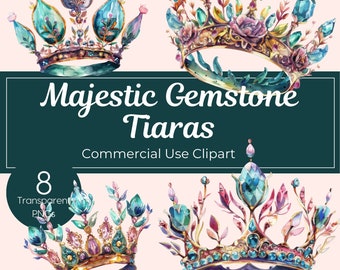 Majestic Gemstone Princess Tiara Clipart Magical Crown PNG Vintage Crown Birthday Queen PNG Jeweled Crown Clip Art Image Files Ornate Magic