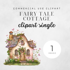 Cottagecore Spring Watercolor Clipart, Fairytale Cottage, Rustic Images, Countryside Nature Graphics Fairy house Enchanted Cottage Floral