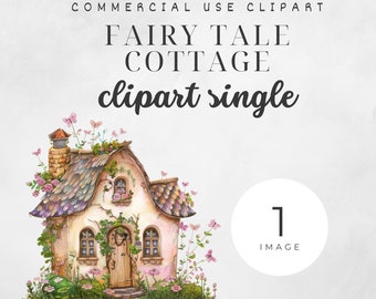 Cottagecore Spring Watercolor Clipart, Fairytale Cottage, Rustic Images, Countryside Nature Graphics Fairy house Enchanted Cottage Floral