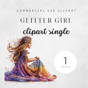 Mooi meisje clipart bedekt met glitter PNG Sweet Child Clip Art Kids clipart digitaal ontwerp digitaal kunstwerk meisje illustratie