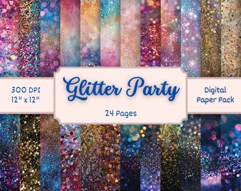 Glitter Digital Paper Scrapbooking DIY Projects Commercial Use High-Resolution JPEG Sparkle Texture Backgrounds Glitter Ombre Boho Sparkly