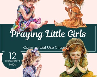 Watercolor Little Girls Praying Cute Clipart Bundle Faith Bible Study Clipart Prayer Journaling Inspiring Cards Beautiful Faith Prints