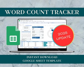 WORD COUNT TRACKER Spreadsheet for Writers Novel Word Count - Main Image