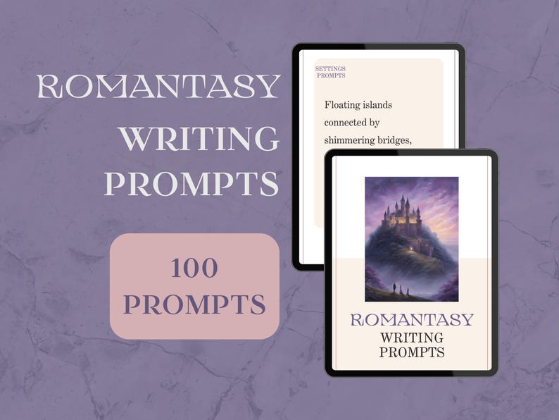 WRITING PROMPTS ROMANTASY, romantic story ideas, writing ideas, writing exercises for NaNoWriMo | Digital | Printable image 1
