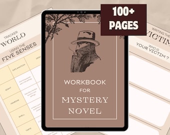 WERKBOEK MYSTERYROMAN | Schrijfplanner, personagebladen, GoodNotes, NaNoWriMo | Digitaal | Afdrukbaar