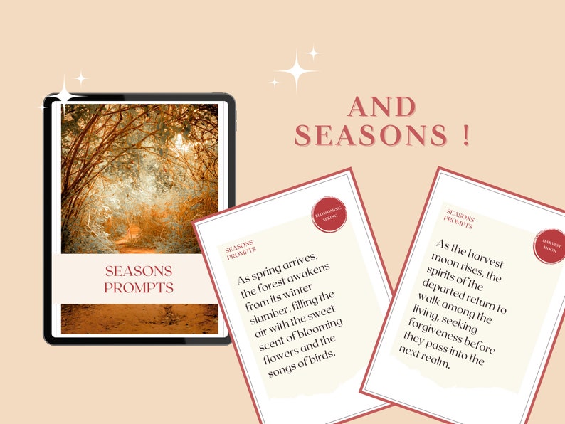 Fantasy writing prompts inspired by seasons. Example : As the harvest moon rises, the spirits of the departed return to walk among the living, seeking forgiveness before they pass into the next realm
