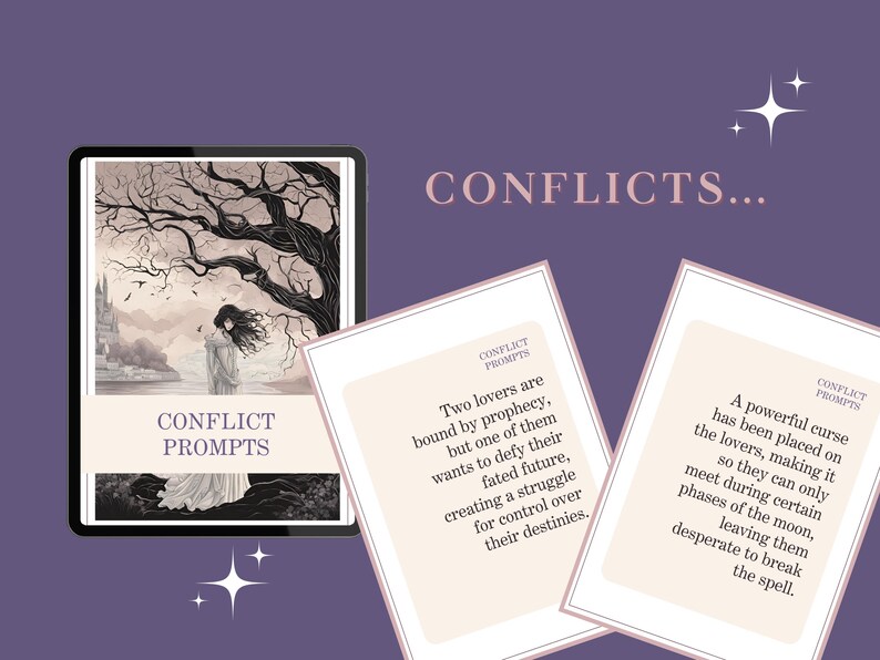 WRITING PROMPTS ROMANTASY, romantic story ideas, writing ideas, writing exercises for NaNoWriMo | Digital | Printable image 4