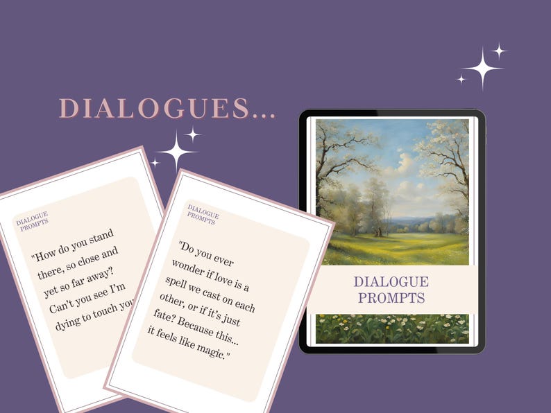 WRITING PROMPTS ROMANTASY, romantic story ideas, writing ideas, writing exercises for NaNoWriMo | Digital | Printable image 5