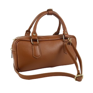 Leather handbag with double handles