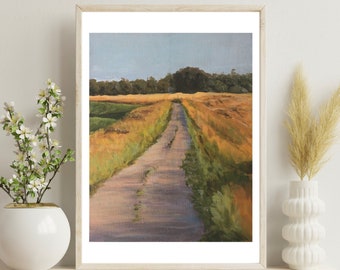 Art print | Road Through Fields | print from original | acrylic painting | wall art | landscape painting | home decor