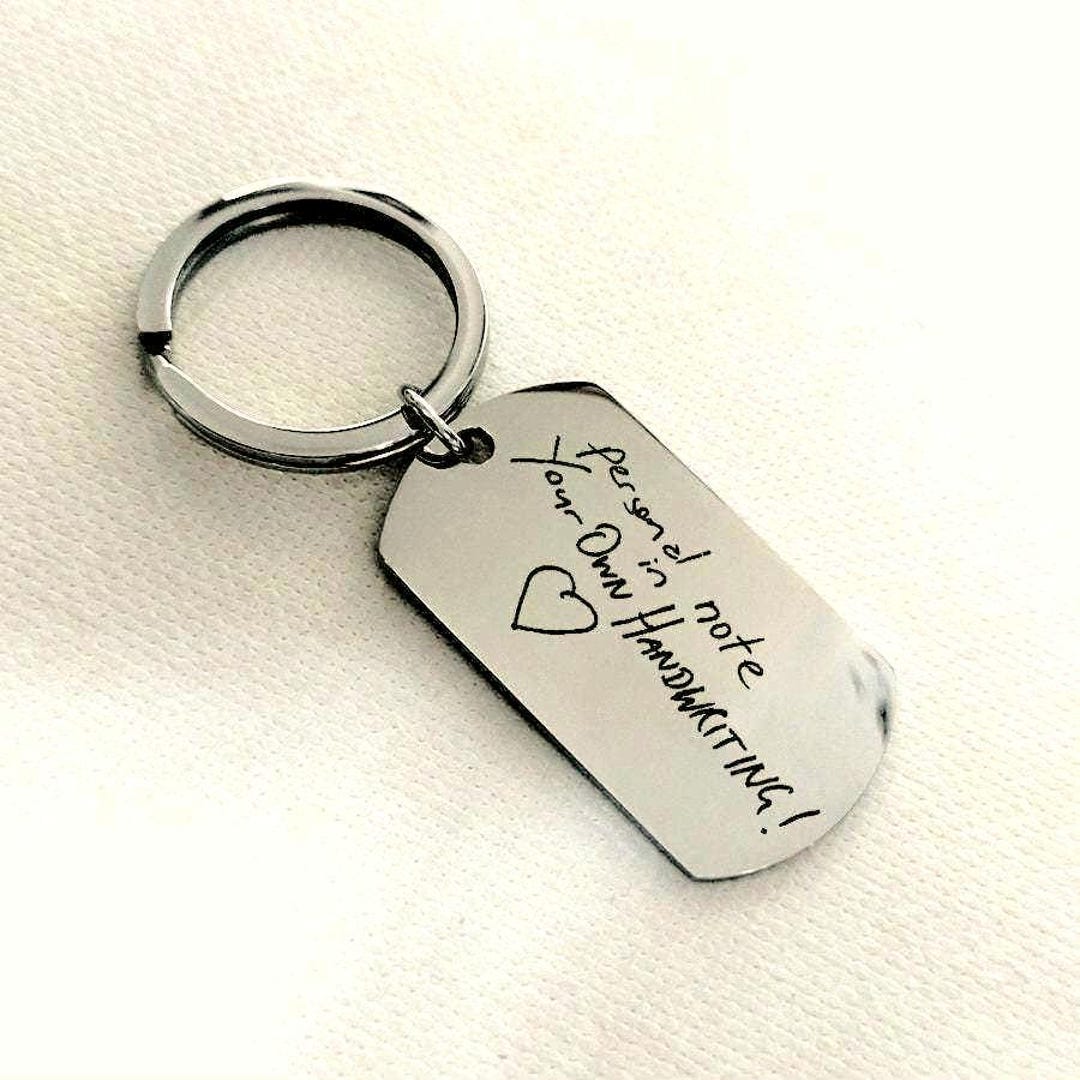 Key Ring Written Your Actual Handwriting Keyring – Personalised Engraved Gift • Memorial ...