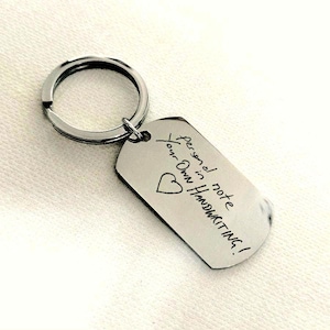 Your Actual Handwriting Keyring – Personalised Engraved Gift • Memorial or Keepsake • Handwritten Message • Fast UK Delivery