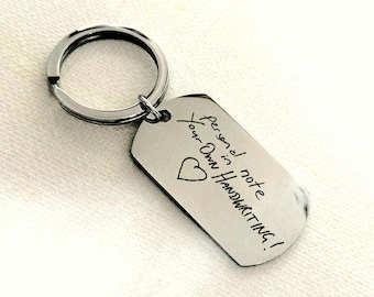 Your Actual Handwriting Keyring – Personalised Engraved Gift • Memorial or Keepsake • Handwritten Message • Fast UK Delivery