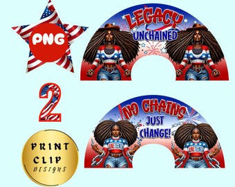 2 Juneteenth polite und Streifen clack fan vorlagen, schwarze unabhängigkeit, afroamerikanische emanzipation patriotische sublimation png