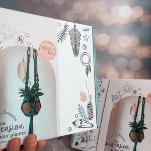 Suspension macramé DIY pour plantes - Kit complet | Corde coton BIO, perles, anneau & guide - Décoration bohème artisanale - Cadeau original